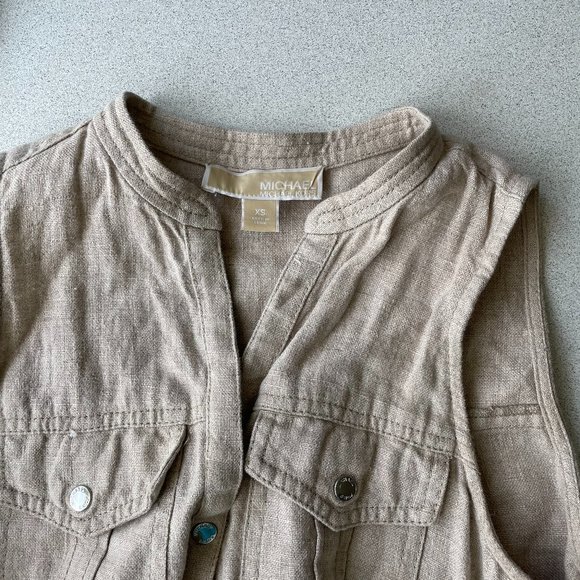 Beige Linen Micheal Kors Short Dress - Picture 1 of 3